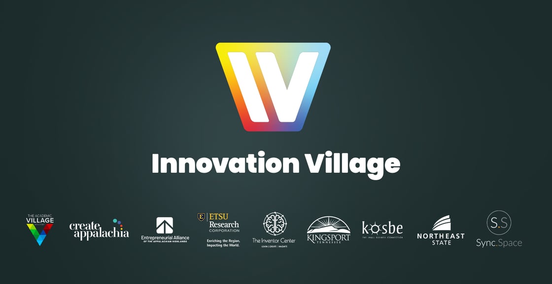 Innovation Village logo. Also includes nine supporting entities' logos at the bottom.